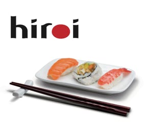 Das CD Cover vom Erstlingswerk, das genauso wie die Band einfach 'Hiroi' heißt. Man sieht auf weißem Hintergrund drei Stück Sushi, vorne liegen Essstäbchen bereit.